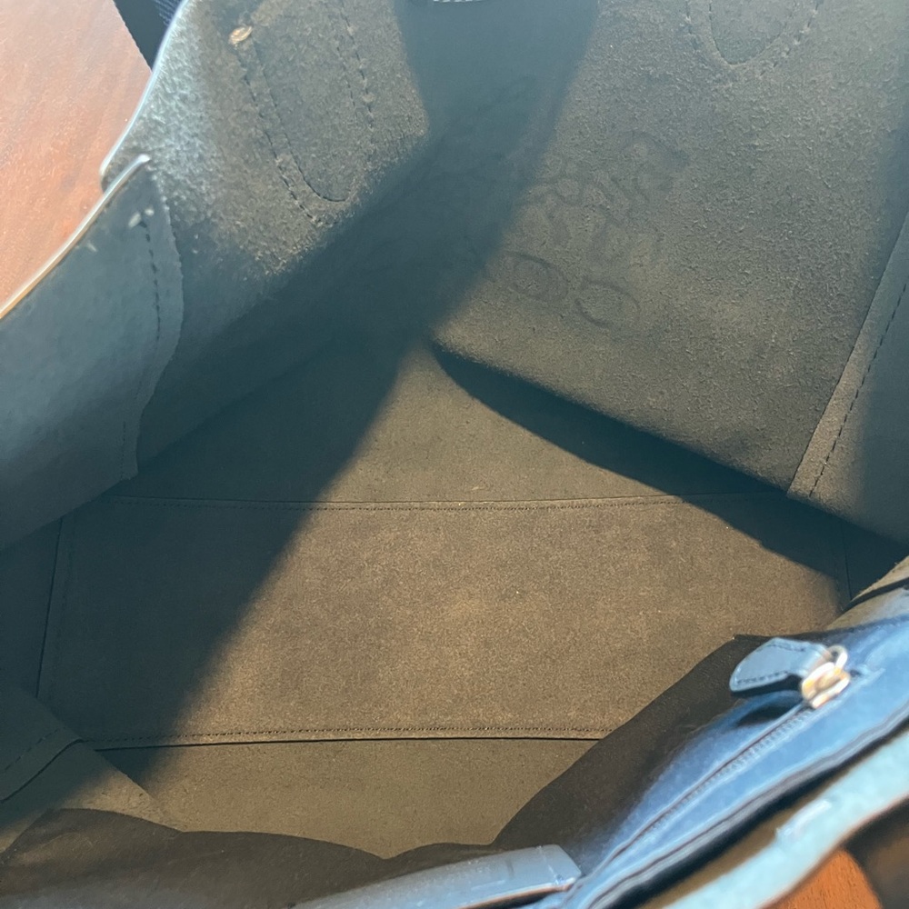 Coach Derby dark blue Leather Logo Tote with Silver Tag - Picture 4 of 7